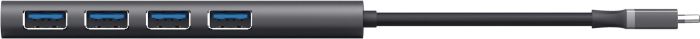 Хаб Trust Halyx USB-С > 4xUSB-А 3.2, Алюминий, 0.1м, Серый