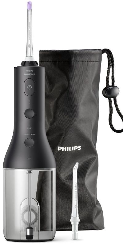 Іригатор Philips портативний Sonicare Cordless Power Flosser 3000, чаша 250 мл, чохол, 2 насадки , чорний