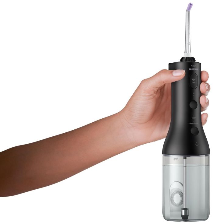Іригатор Philips портативний Sonicare Cordless Power Flosser 3000, чаша 250 мл, чохол, 2 насадки , чорний