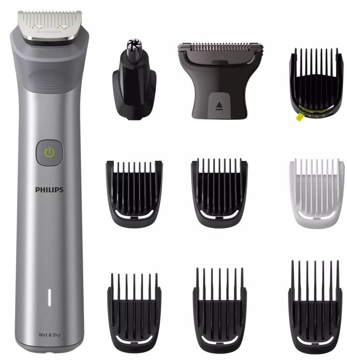 Тример Philips Series 5000, акум., насадок-11, сталь, сірий