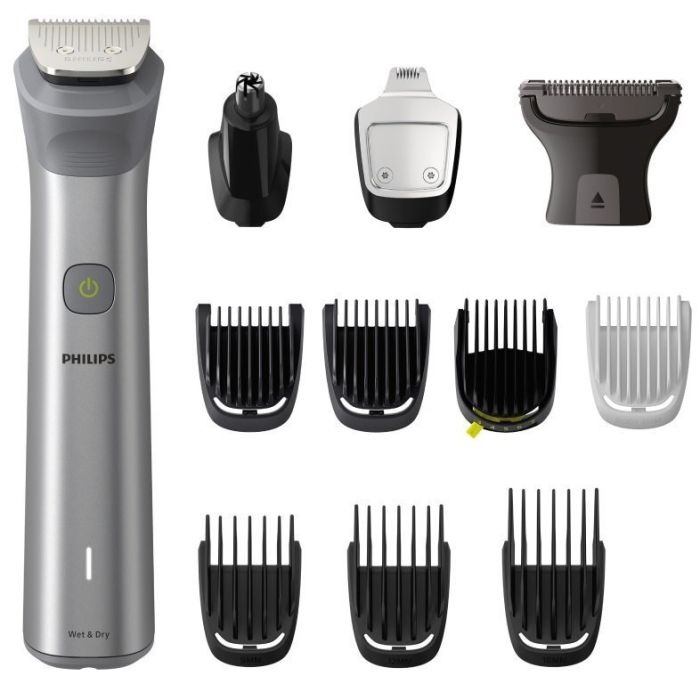 Тример Philips Series 5000, для бороди, вусів, окантовки, голови, тіла, акум., насадок-12, сталь, сірий