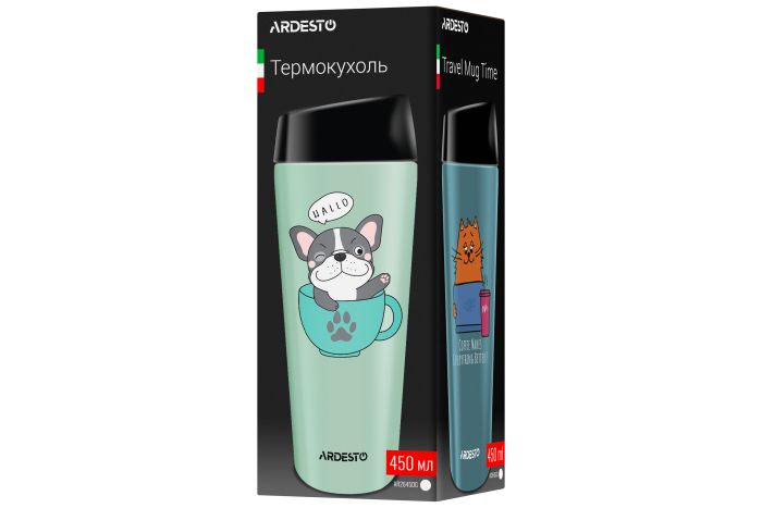 Термочашка Ardesto Coffee time Frenchie, 450мл, нержавеющая сталь, зеленый