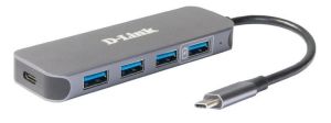 USB-Концентратор   3xUSB3.0, 1xUSB3.0 (Швидка зарядка), 1xUSB-C/PD, USB-C D-Link DUB-2340