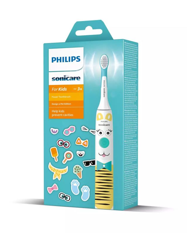 Щітка зубна електр. Philips, Philips Sonicare For Kids, для дітей, насадок-1, 2 комплекти наклейок, білий
