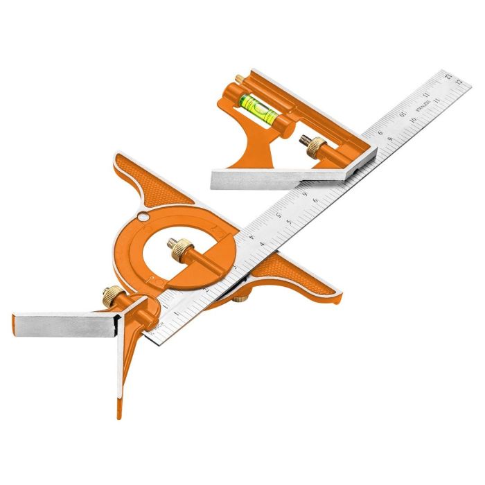 Угольник Neo Tools, 30см, мультикомбинированный, транспортир, уровень, держатель алюминий