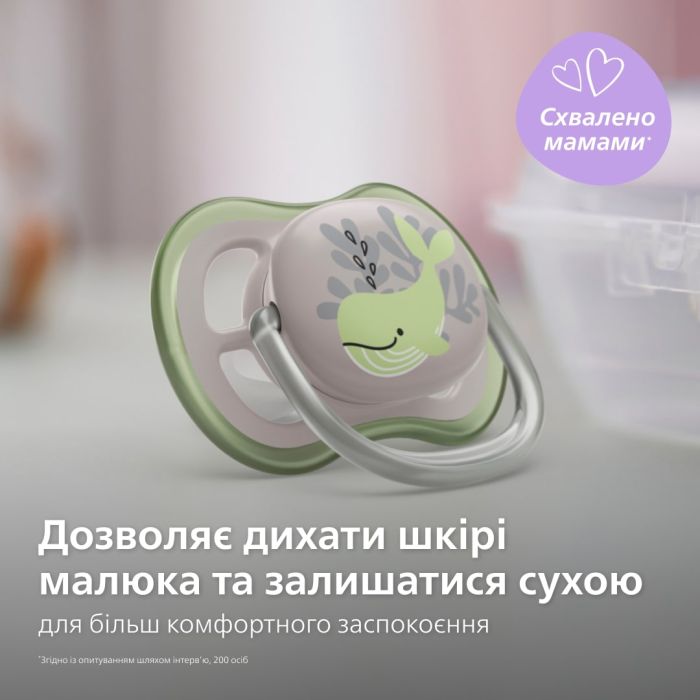 Пустышка Avent Ultra Air 6-18мес, ортодонтическая, 2шт, для мальчиков