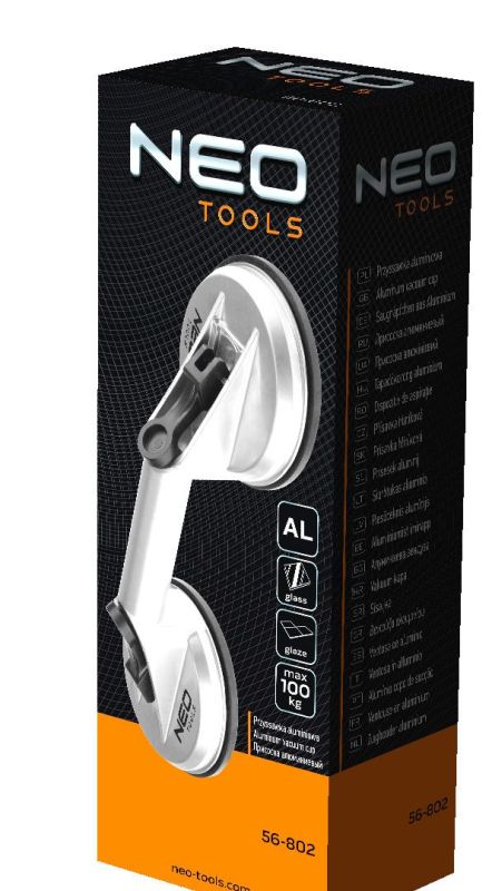Присоска вакуумна Neo Tools, подвійна, алюмінієвий корпус, діаметр 120мм, до 100кг
