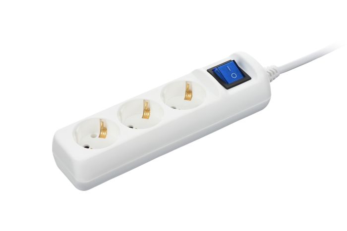 Удлинитель сетевой 2E 1.5м, 3xТипF, 16A, белый