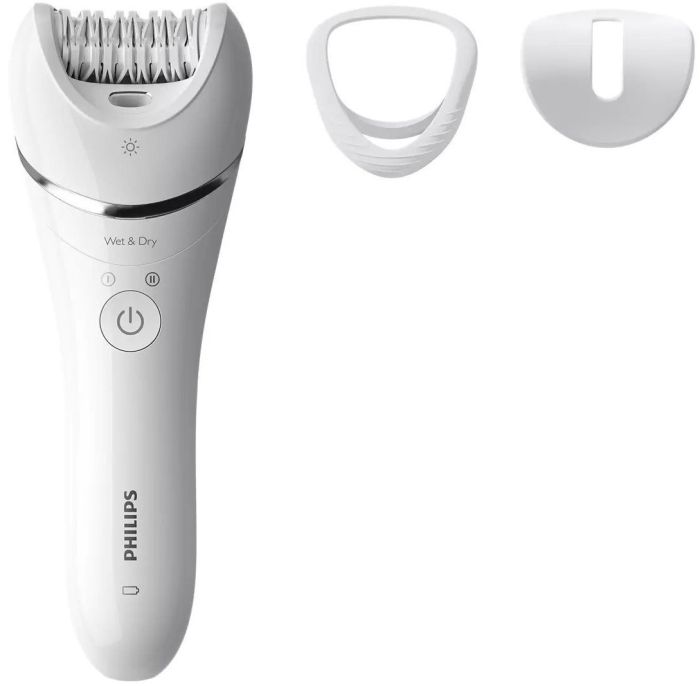 Эпилятор  Philips 8000 series дисковый, аккумуляторный, пинцет.-32, влаж.+сух., с подсветкой, насадок-2, белый
