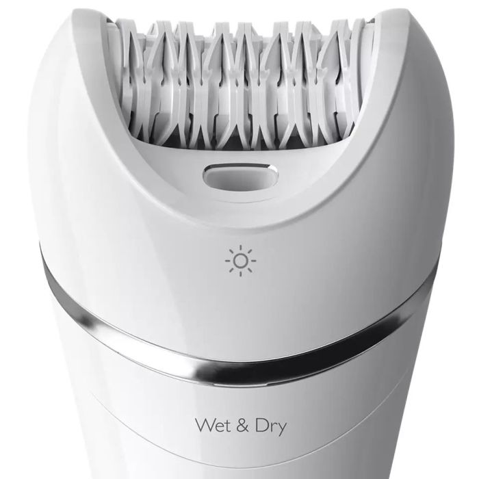 Эпилятор  Philips 8000 series дисковый, аккумуляторный, пинцет.-32, влаж.+сух., с подсветкой, насадок-2, белый