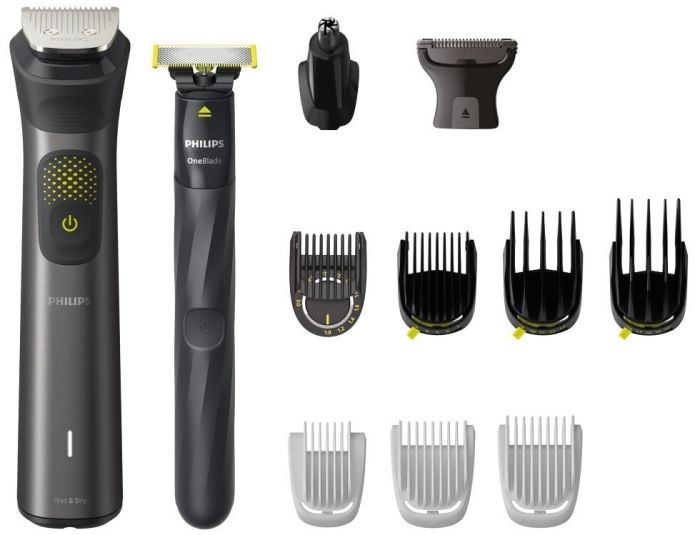 Триммер Philips Series 9000 для бороды, усов,головы, тела, акум., насадок-13, сталь, серый