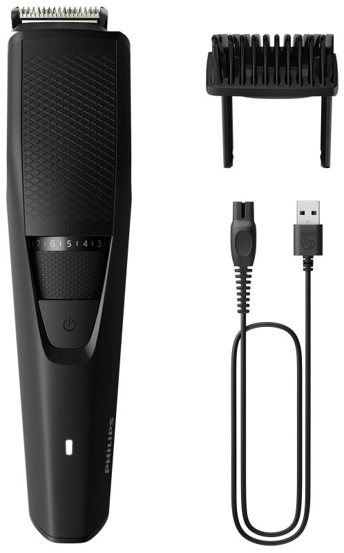 Триммер Philips Series 3000 для бороды и усов, акум., насадок-1, сталь, черный