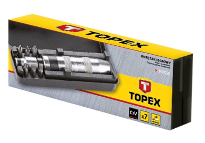 Викрутка TOPEX бітотримач 1/4", ударний, 6 біт, SL,PH, сталь CrV