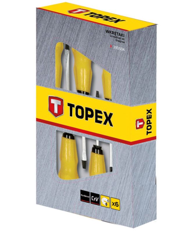Викрутки TOPEX набір 6шт, ударні, SL,PH, сталь CrV