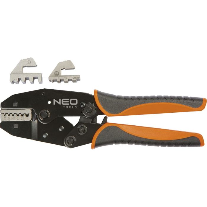 Клещи обжимные Neo Tools, для обжима наконечников 0.5-16мм кв., 2 сменных губок, 220мм, CrMo