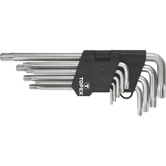 Ключи Torx TOPEX, набор 9шт, длинные, CrV, T10-T50