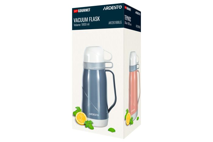 Термос Ardesto Gemini Gourmet, 1800мл, пластик, боросиликатное стекло, синий