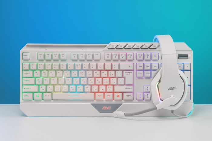 Клавиатура мембранная 2E GAMING KG315 110key, USB-A, EN/UA, RGB, белый