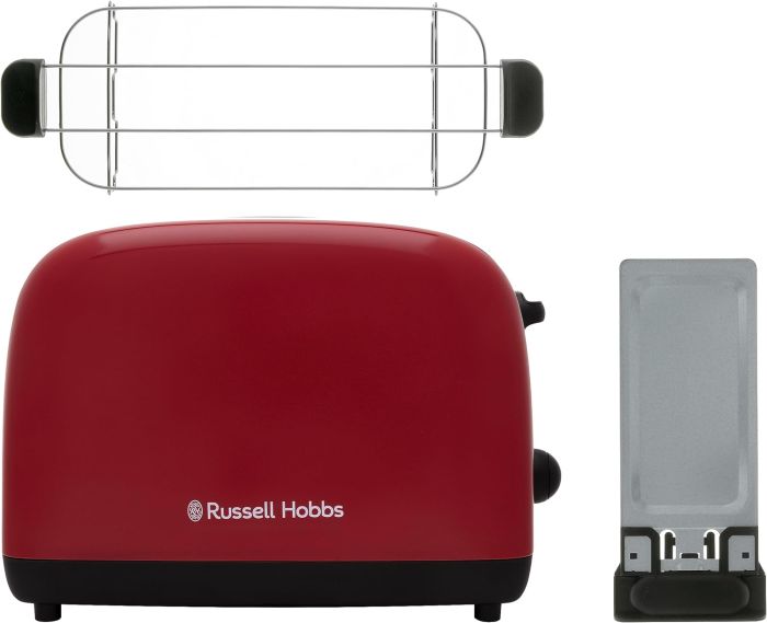 Тостер Russell Hobbs Colours Plus 1600Вт, подогрев, разморозка, металл, красный