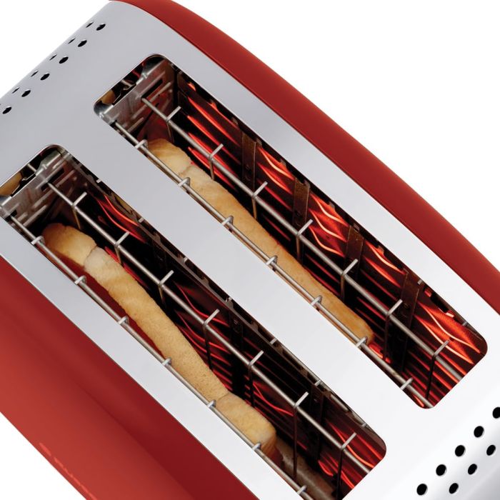 Тостер Russell Hobbs Colours Plus 1600Вт, подогрев, разморозка, металл, красный