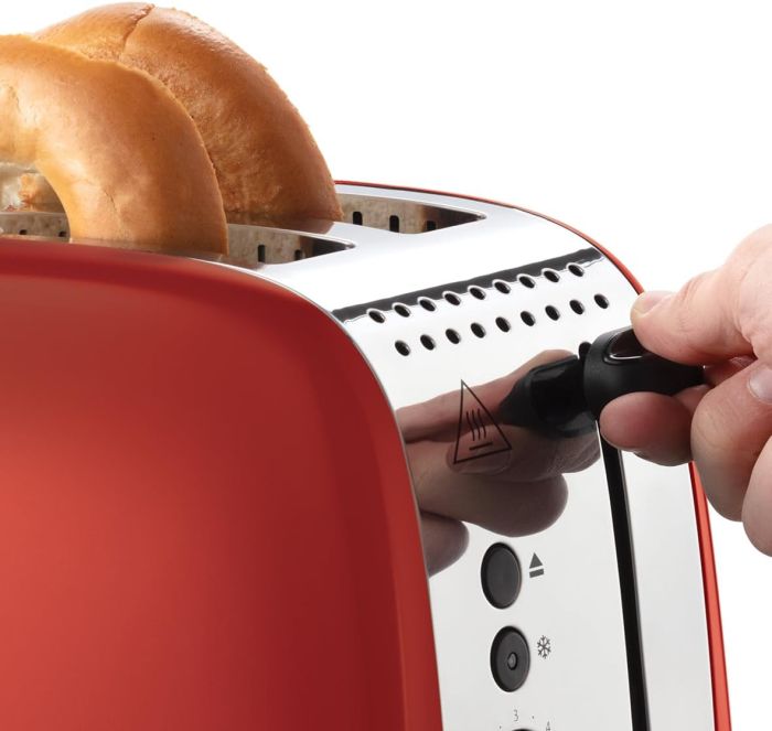 Тостер Russell Hobbs Colours Plus 1600Вт, подогрев, разморозка, металл, красный