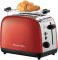 Тостер Russell Hobbs Colours Plus 1600Вт, подогрев, разморозка, металл, красный