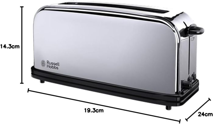 Тостер Russell Hobbs Chester 1000Вт, довгі слоти, метал, сріблястий