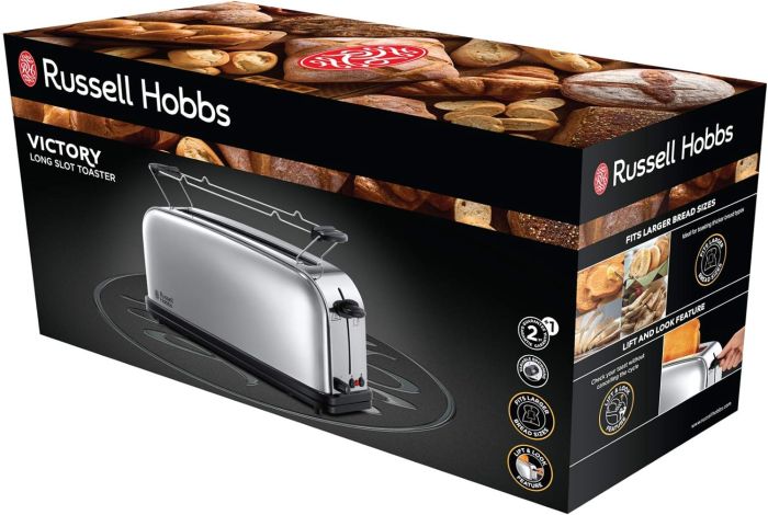 Тостер Russell Hobbs Chester 1000Вт, довгі слоти, метал, сріблястий