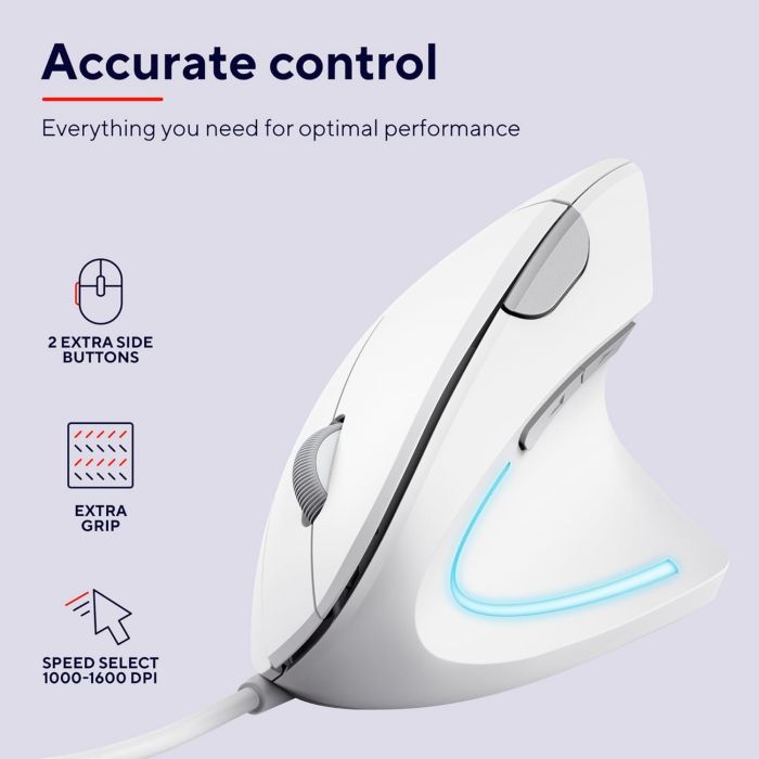 Мышь Trust Verto Ergonomic, USB-A, Белый