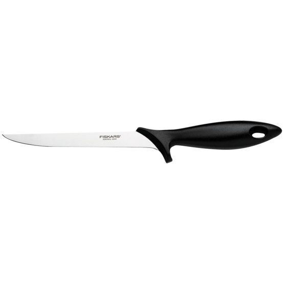 Кухонный нож филейный Fiskars Essential, с гибким лезвием, 17.6см, нержавеющая сталь, пластик, черный