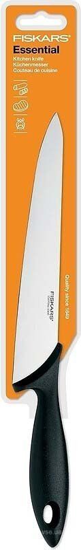Кухонний ніж універсальний Fiskars Essential, 21см, нержавіюча сталь, пластик, чорний