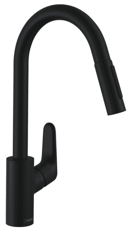 Смеситель для кухни Hansgrohe Focus M41, дл.излива - 235мм, вытяжной, 1 рычаг, KM240, черный матовый