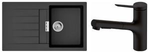 Набір для кухні Hansgrohe , гранітна мийка S520-F345 + зміш. Zesis M33, чорний графіт-чорний матовий
