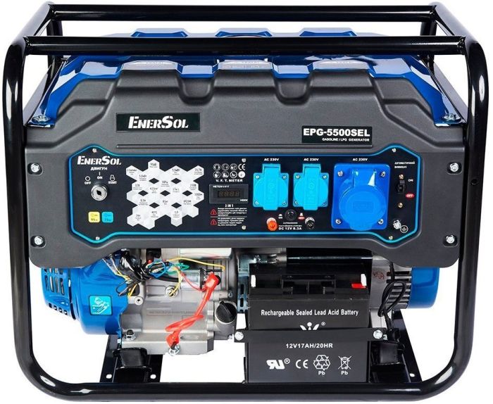Enersol Gas-Gasoline Generator  230V (1 phase), 5.5kW, electric start, AVR, 78.4kg EnerSol EPG-5500SEL