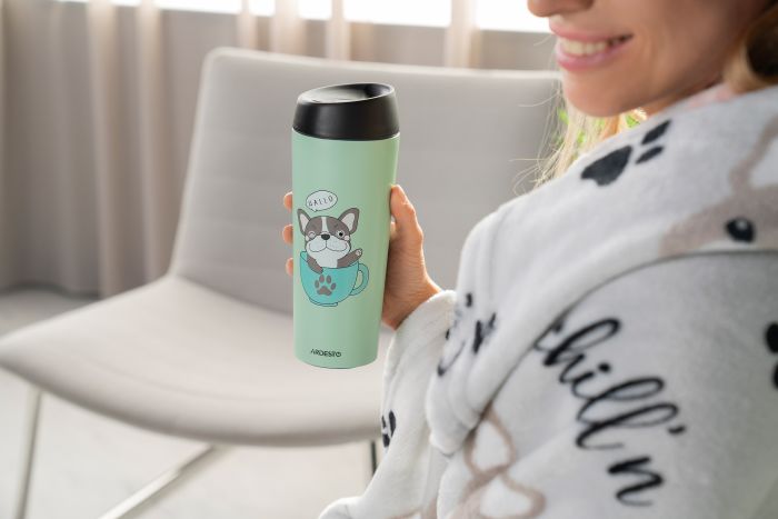 Термочашка Ardesto Coffee time Frenchie, 450мл, нержавеющая сталь, зеленый