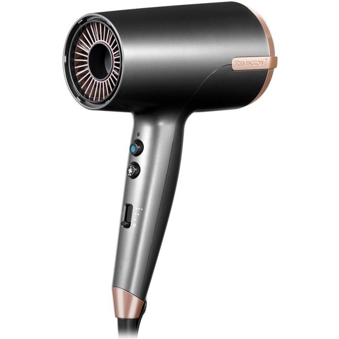Фен Remington One, 2000Вт, 8 режимів, дифузор,чохол,іоніз-я, хол. обдув, термо-сенсор, сірий