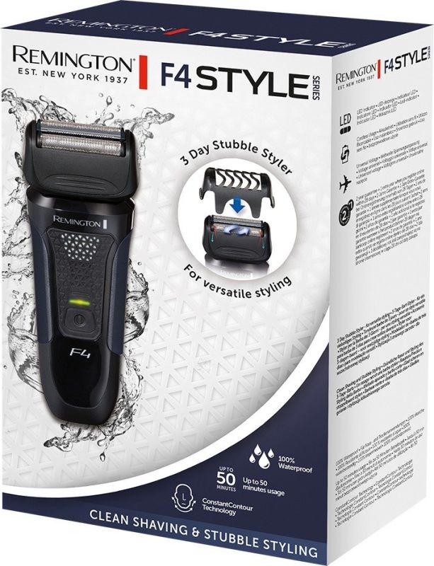 Бритва електр. Remington F4 Style Series, сеточная ,  бритв.головок-3, сух.+влажн., триммер, черный
