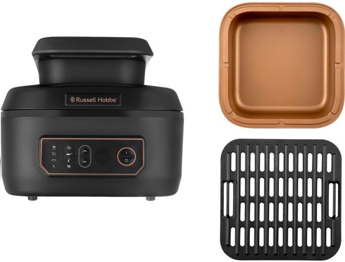 Мультипечь Russell Hobbs SatisFry Air&Grill, 1745Вт, чаша-5.5л, сенсорное управл., алюминий/пластик, черно-оранжевый