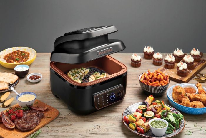 Мультипечь Russell Hobbs SatisFry Air&Grill, 1745Вт, чаша-5.5л, сенсорное управл., алюминий/пластик, черно-оранжевый