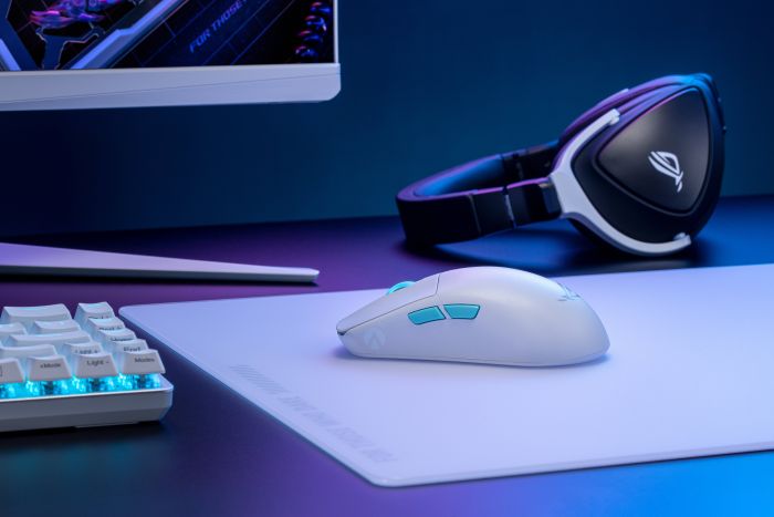 Мышь ASUS ROG Harpe Ace Aim Lab Edition, RGB, USB-A/WL/BT, белый