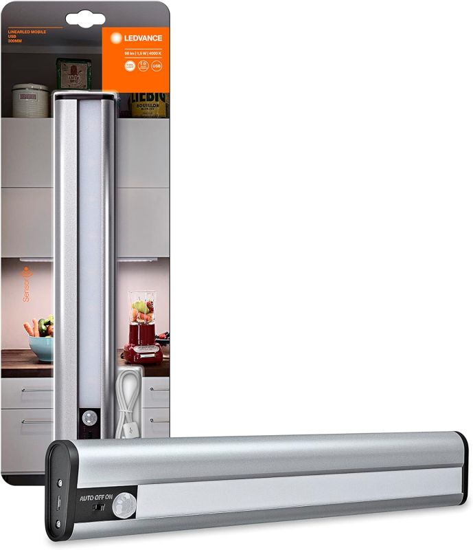 Світильник з акумулятором LEDVANCE Linear Mobile 1.5Вт 4000К 98Лм 300мм 1800мА•год датчик руху USB-A > microUSB сірий