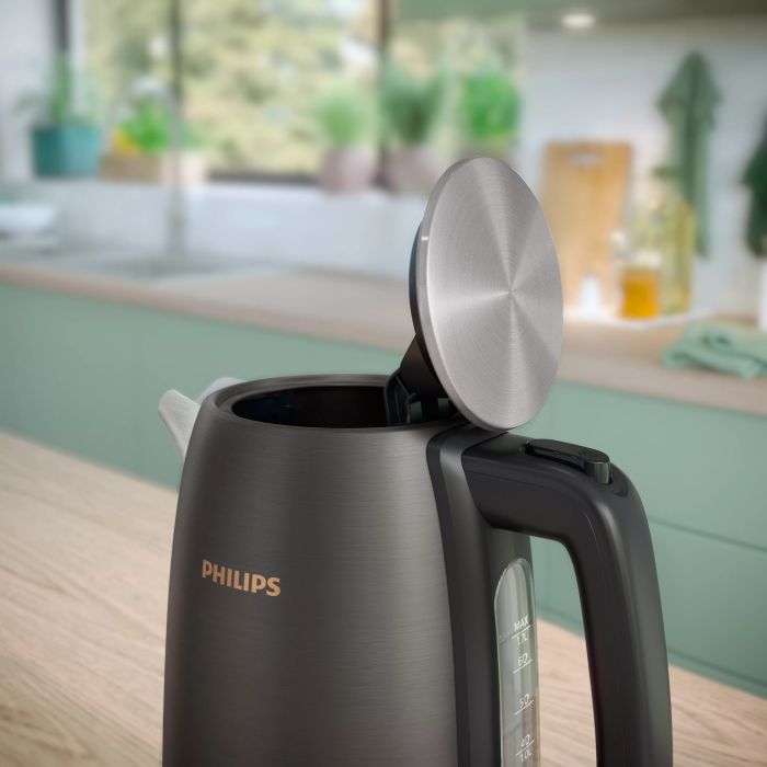 Електрочайник Philips Viva Collection 1.7л, Strix, метал, чорно-мідний