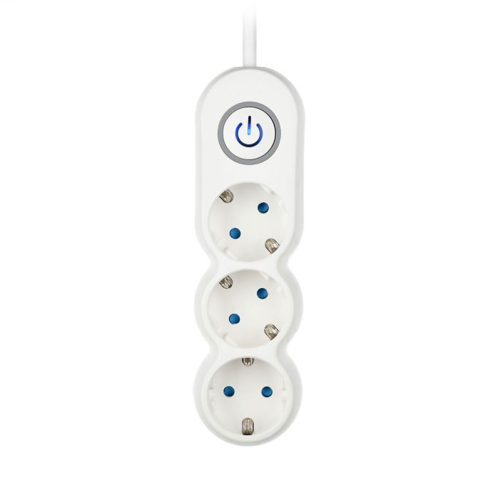 Удлинитель сетевой 2E Plus 3хТип F, 3х1мм кв, 10A, 3м, бело-серый