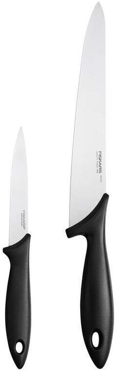 Набор ножей для шеф-повара Fiskars Essential, 2шт, нержавеющая сталь, пластик, черный