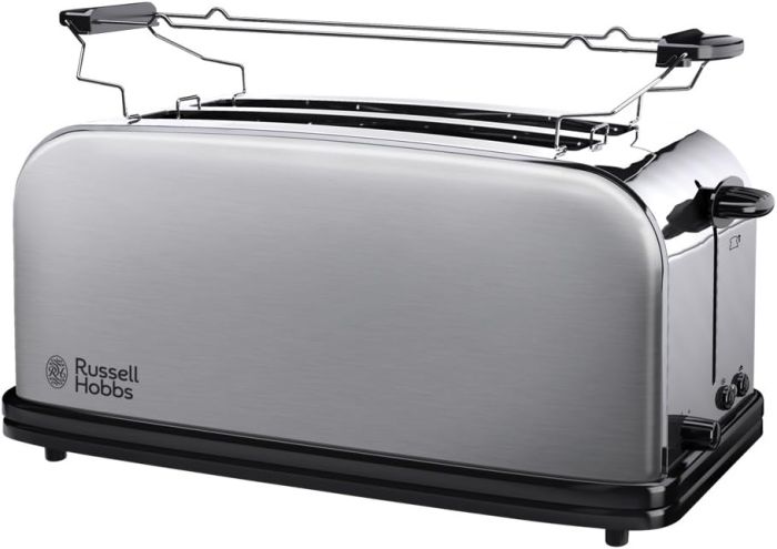 Тостер Russell Hobbs Oxford 1600Вт, довгі слоти на 4 тости, метал, сріблястий