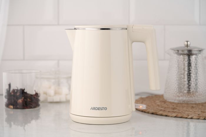 Электрочайник Ardesto 1л, Strix, двойные стенки бежевый