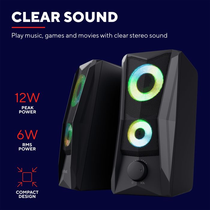 Акустическая система Trust GXT 606 JAVV 2.0, USB/AUX, RGB, Черный