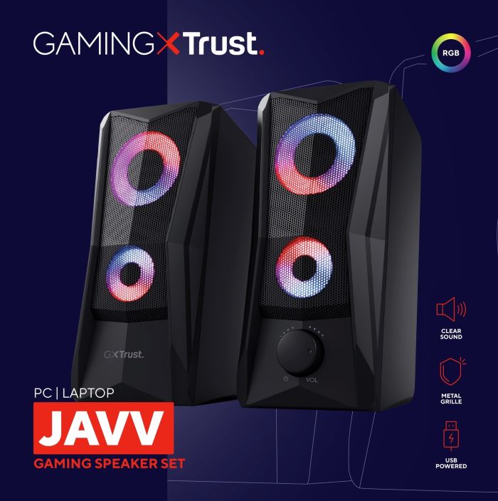 Акустическая система Trust GXT 606 JAVV 2.0, USB/AUX, RGB, Черный