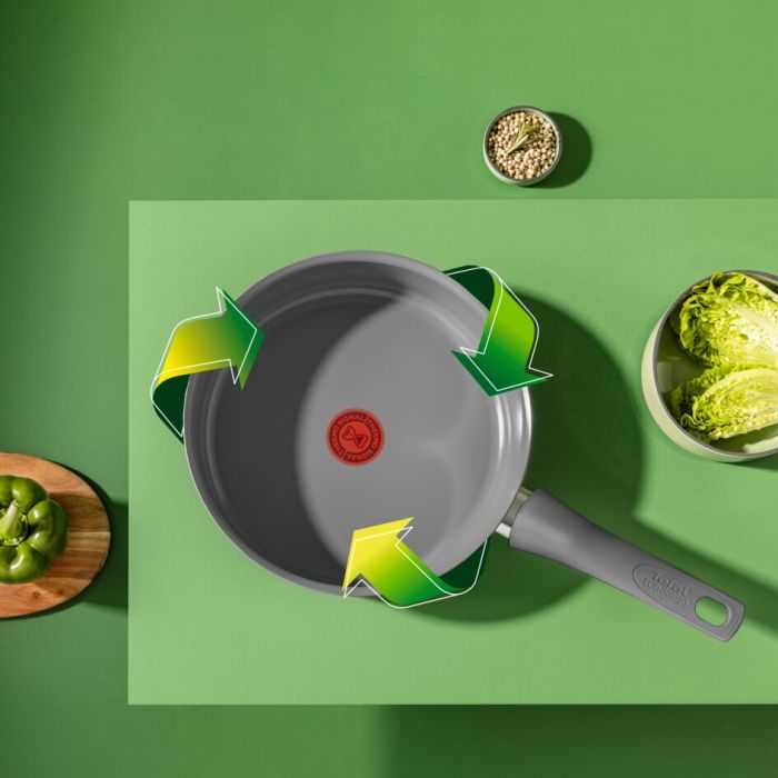 Сотейник с крышкой Tefal Renewal, 24см, алюминий, бакелит, стекло, черный