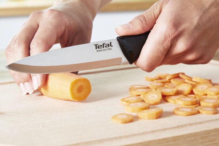 Набір ножів Tefal Essential, 3шт, нержавіюча сталь, пластик, чорний